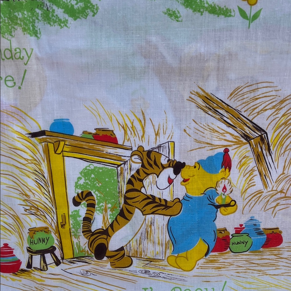 Vintage Winnie the Pooh and Tigger Fabric Panel